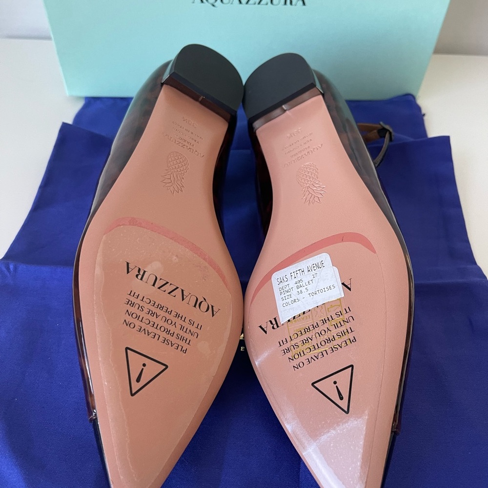 NWT AQUAZZURA PINOT BALLET TORTOISE SHELl /BLACK - Picture 4 of 14